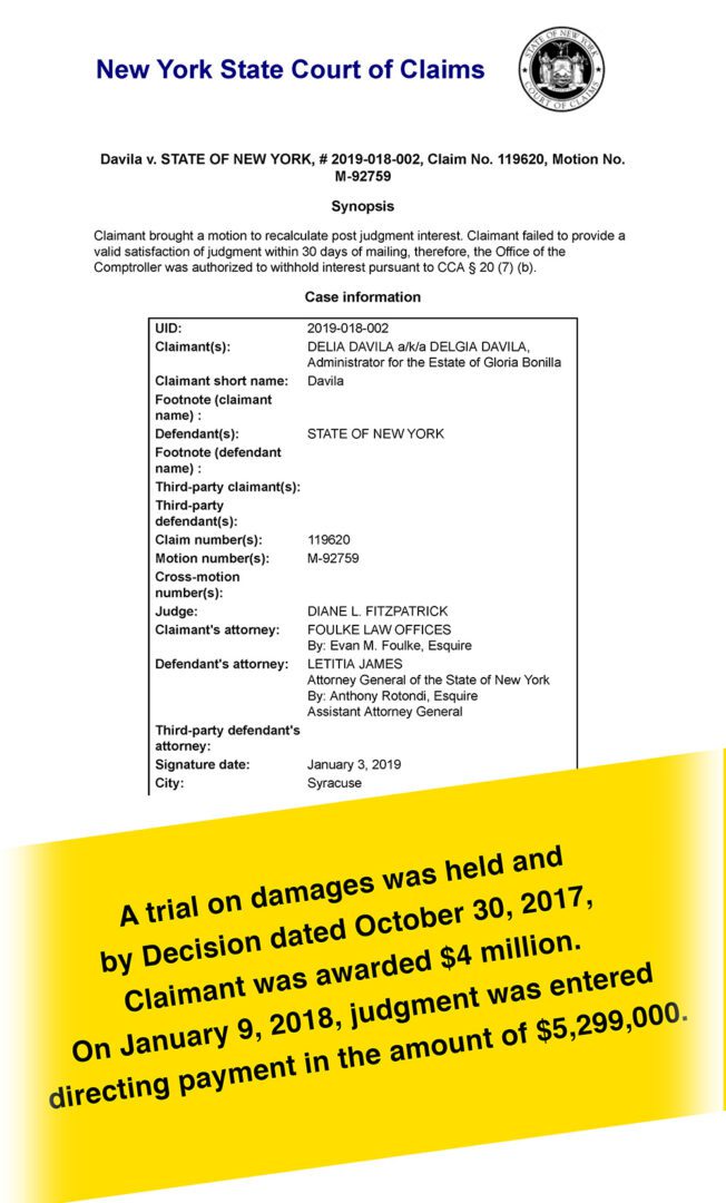 A trial on damages was held and by decision dated october 3 0, 2 0 1 7.